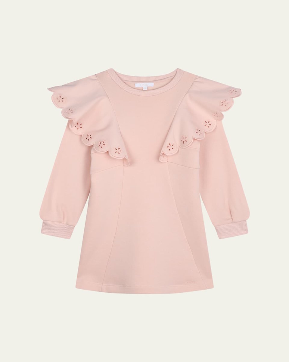 Girl's Scalloped Embroidered Dress, Size 6-